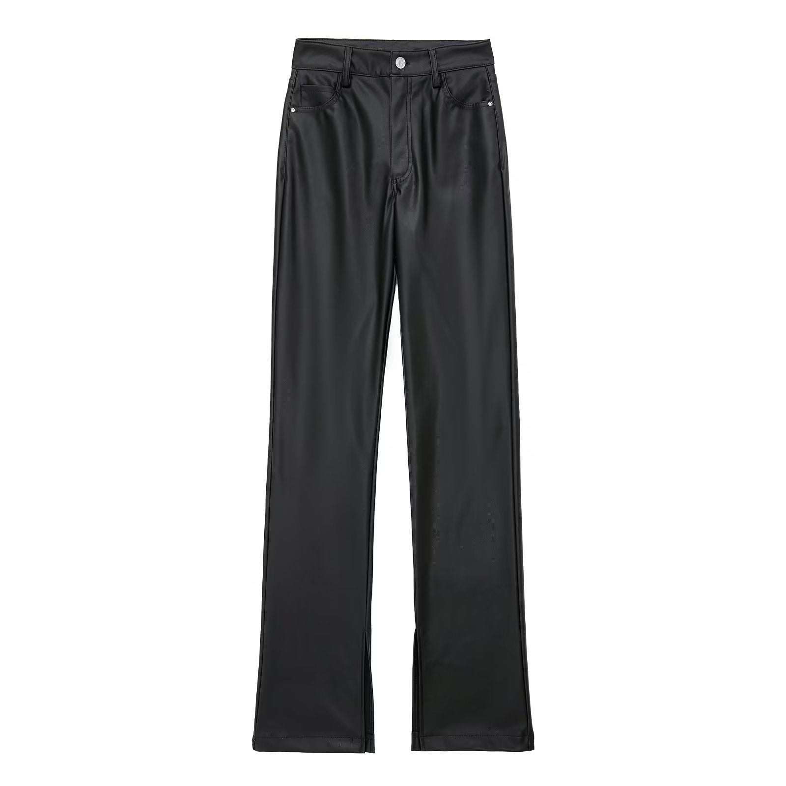 Retro High Waist Faux Leather Bootleg Pants