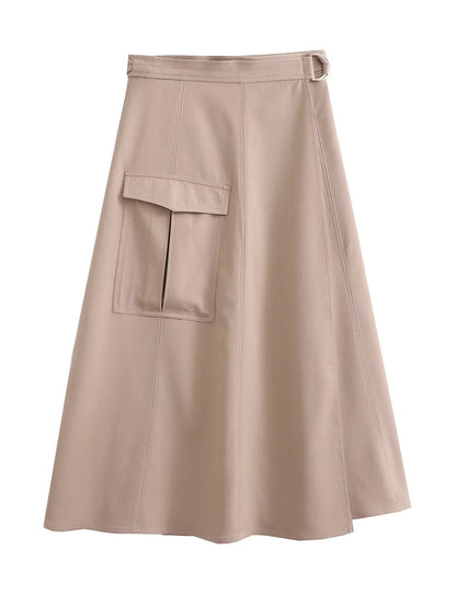  Midi Skirt A Line Skirt Artistic Lady Skirt Women Spring Work Clothes