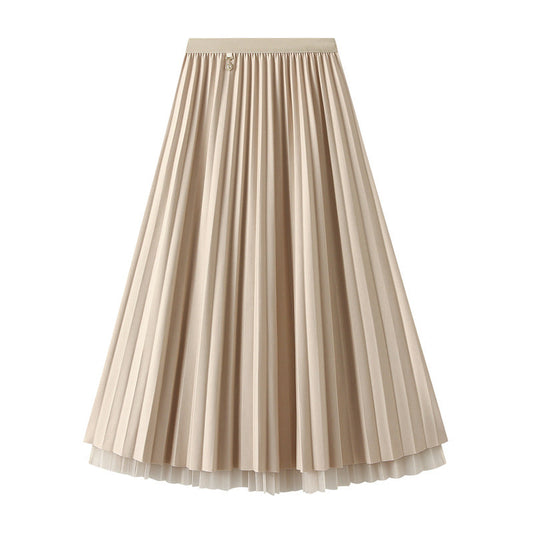 Skirt Double Sided Pleated Skirt A Line Skirt Belly Covering Skirt