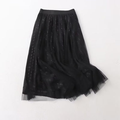 Skirt Women Clothing Summer Casual Elegant Elastic Waist Pleated