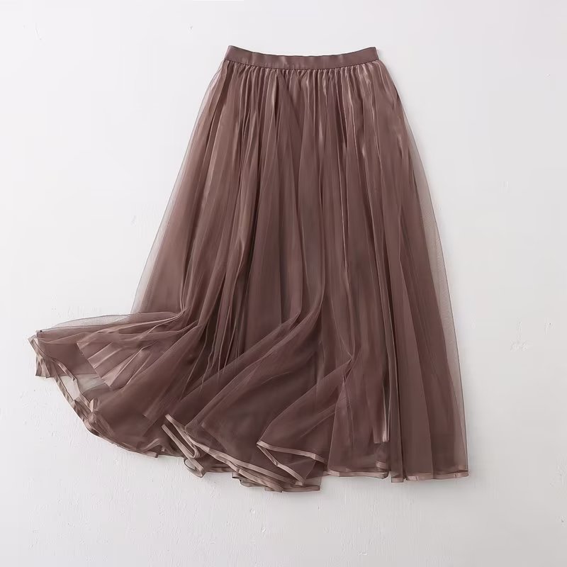 Skirt Women Clothing Summer Casual Elegant Elastic Waist Pleated