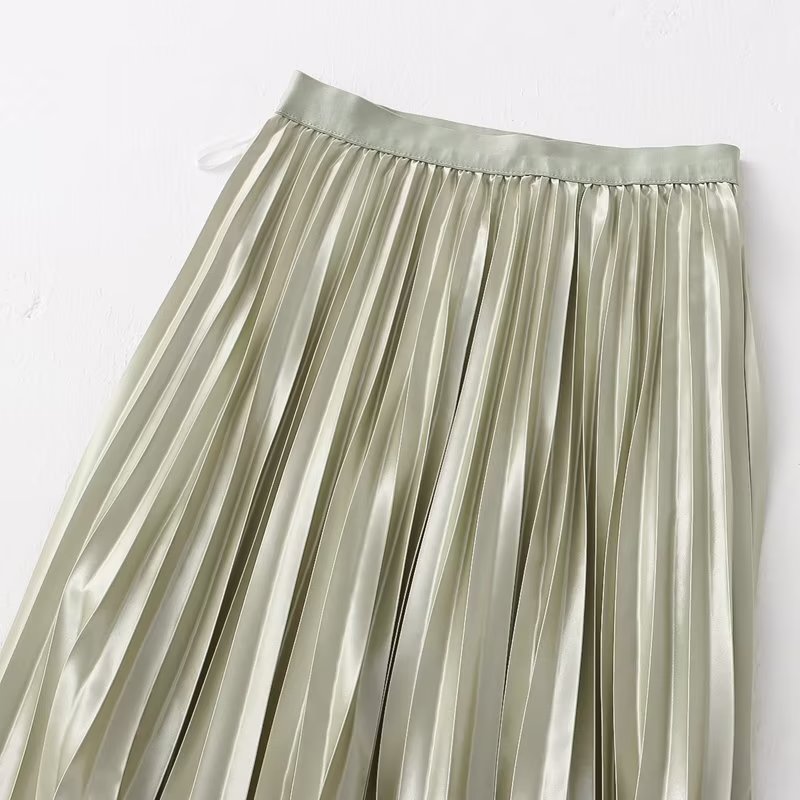 Skirt Women Clothing Summer Casual Elegant Elastic Waist Pleated