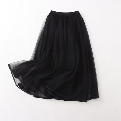 Skirt Women Clothing Summer Casual Elegant Elastic Waist Pleated