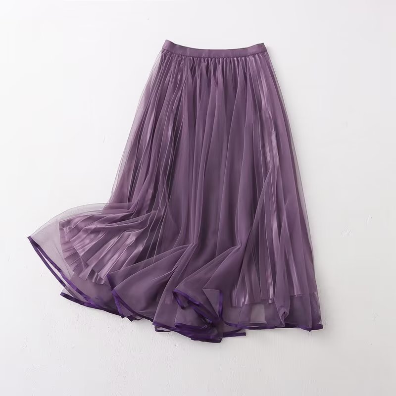 Skirt Women Clothing Summer Casual Elegant Elastic Waist Pleated