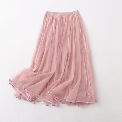 Skirt Women Clothing Summer Casual Elegant Elastic Waist Pleated