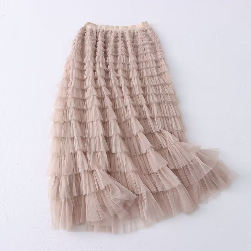  Midi A line Skirt High Waist Slimming Tiered Simple Midi A line Skirt