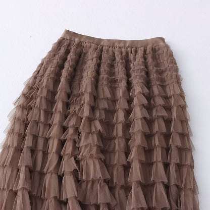  Midi A line Skirt High Waist Slimming Tiered Simple Midi A line Skirt