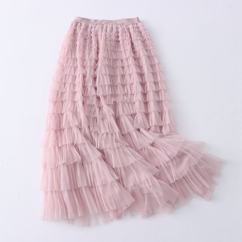  Midi A line Skirt High Waist Slimming Tiered Simple Midi A line Skirt