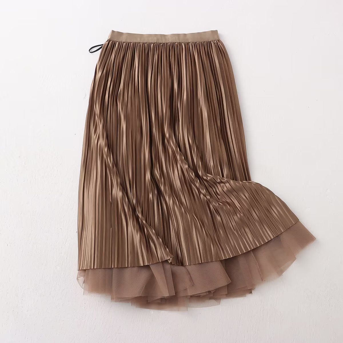 Spring Autumn Retro Solid Color All Matching Long Skirt Women Clothing