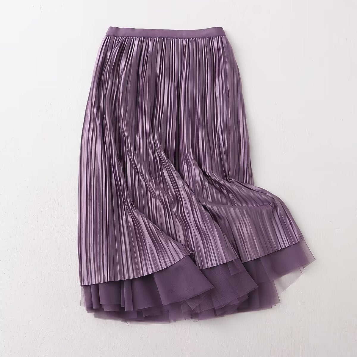 Spring Autumn Retro Solid Color All Matching Long Skirt Women Clothing