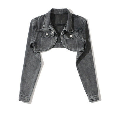 Short Denim Jacket Women High Waist Shawl Niche Retro - Biker Matching