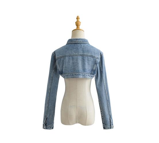 Short Denim Jacket Women High Waist Shawl Niche Retro - Biker Matching