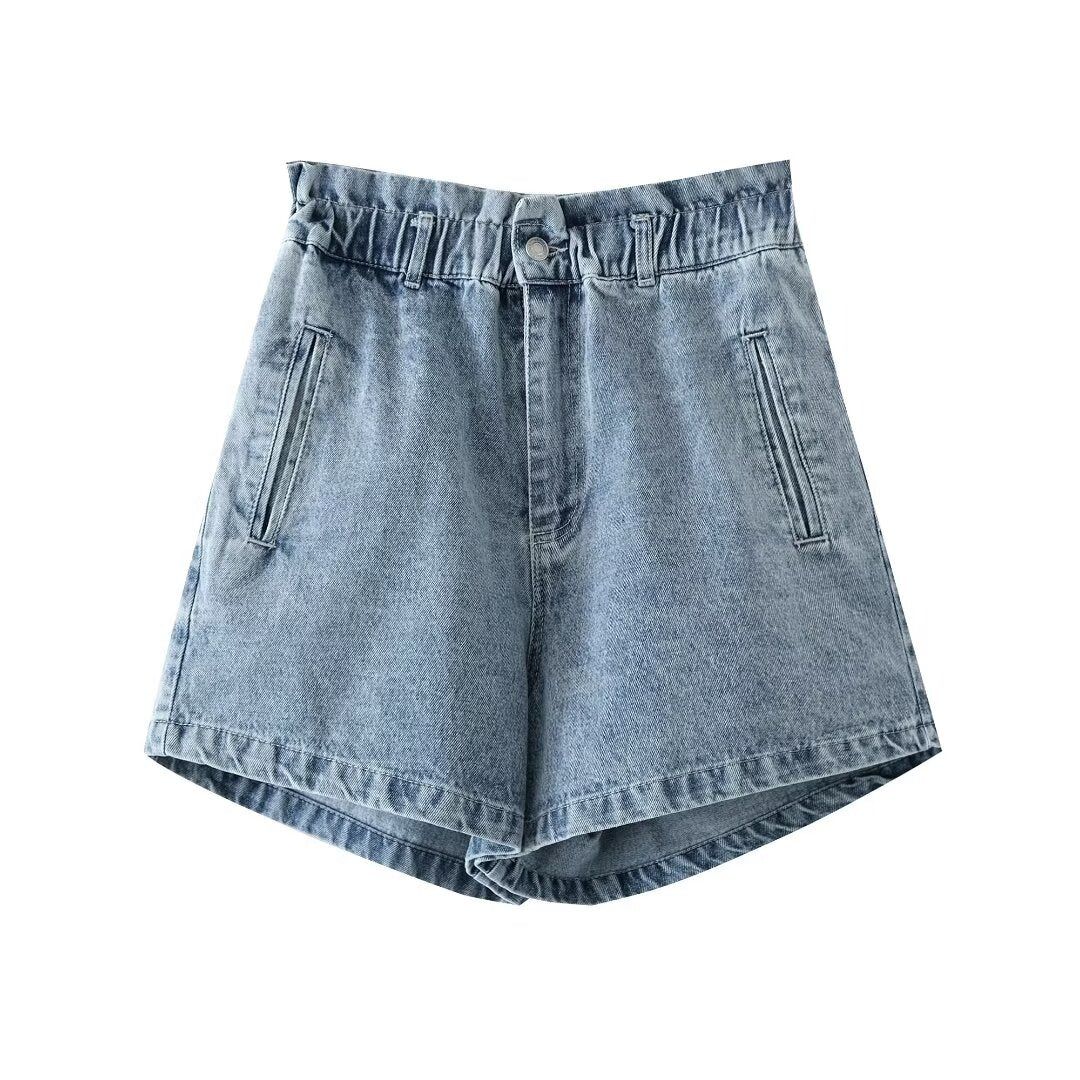  Denim Shorts Women Fashionable All Match Casual Elastic Denim Shorts