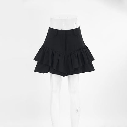 Spring Sexy Texture Black Cotton Linen High Waist Skirt Wildberries Girl Short Skirt