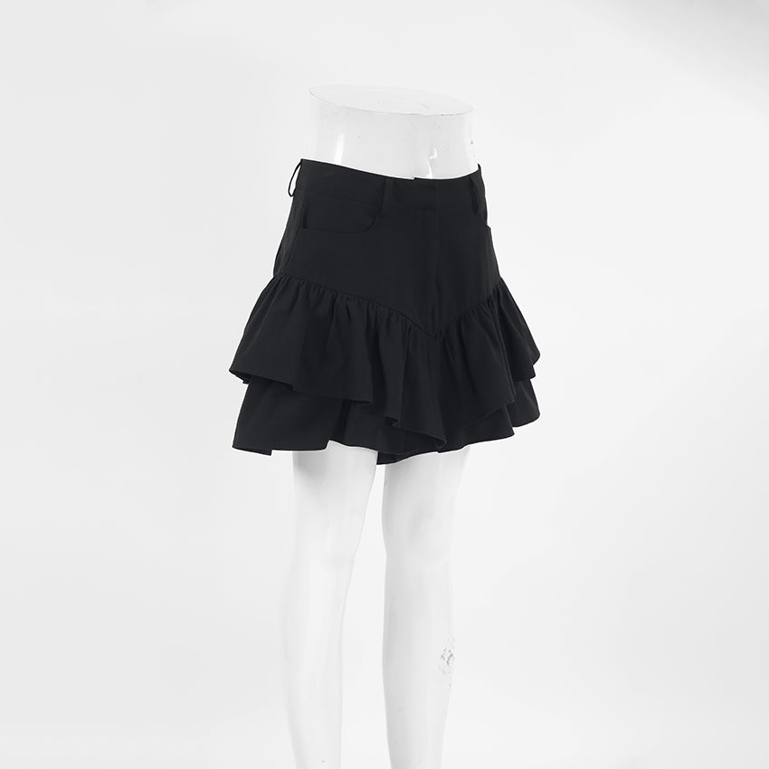 Spring Sexy Texture Black Cotton Linen High Waist Skirt Wildberries Girl Short Skirt