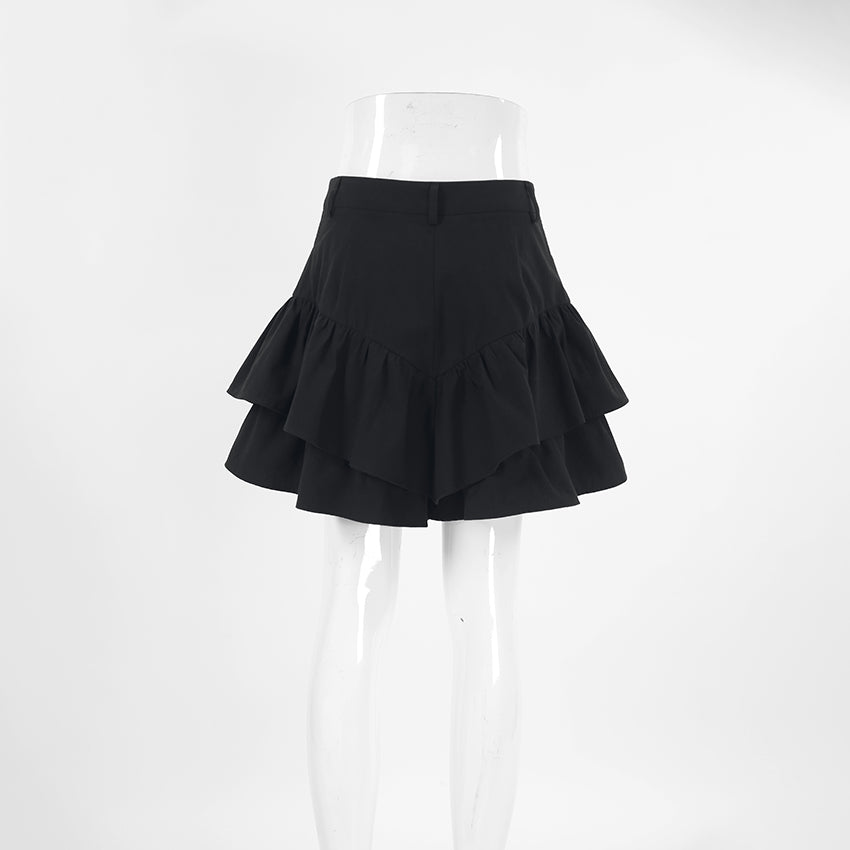 Spring Sexy Texture Black Cotton Linen High Waist Skirt Wildberries Girl Short Skirt