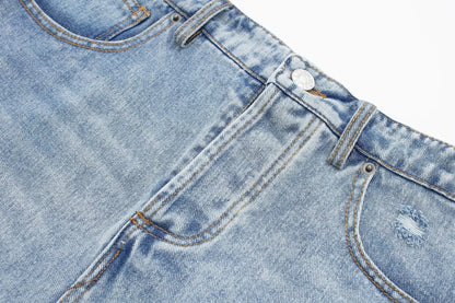 Denim Shorts Street Tassel Frayed Distressed High Waist Denim Shorts