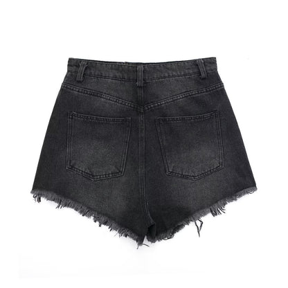  Denim Shorts Vintage Washed Ripped Summer High Waist Pants for Girls