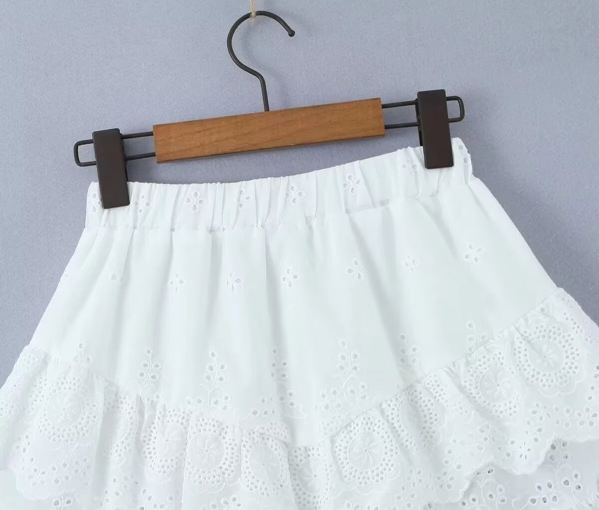 Lace Skirt French Elastic Waist A line Skirt Layered Sweet Lace Skirt