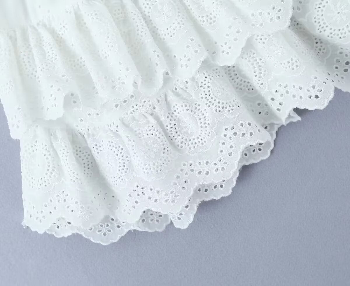 Lace Skirt French Elastic Waist A line Skirt Layered Sweet Lace Skirt