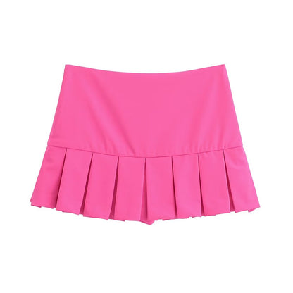 Solid Color Spring Women Clothing Design Pleated Pantskirt