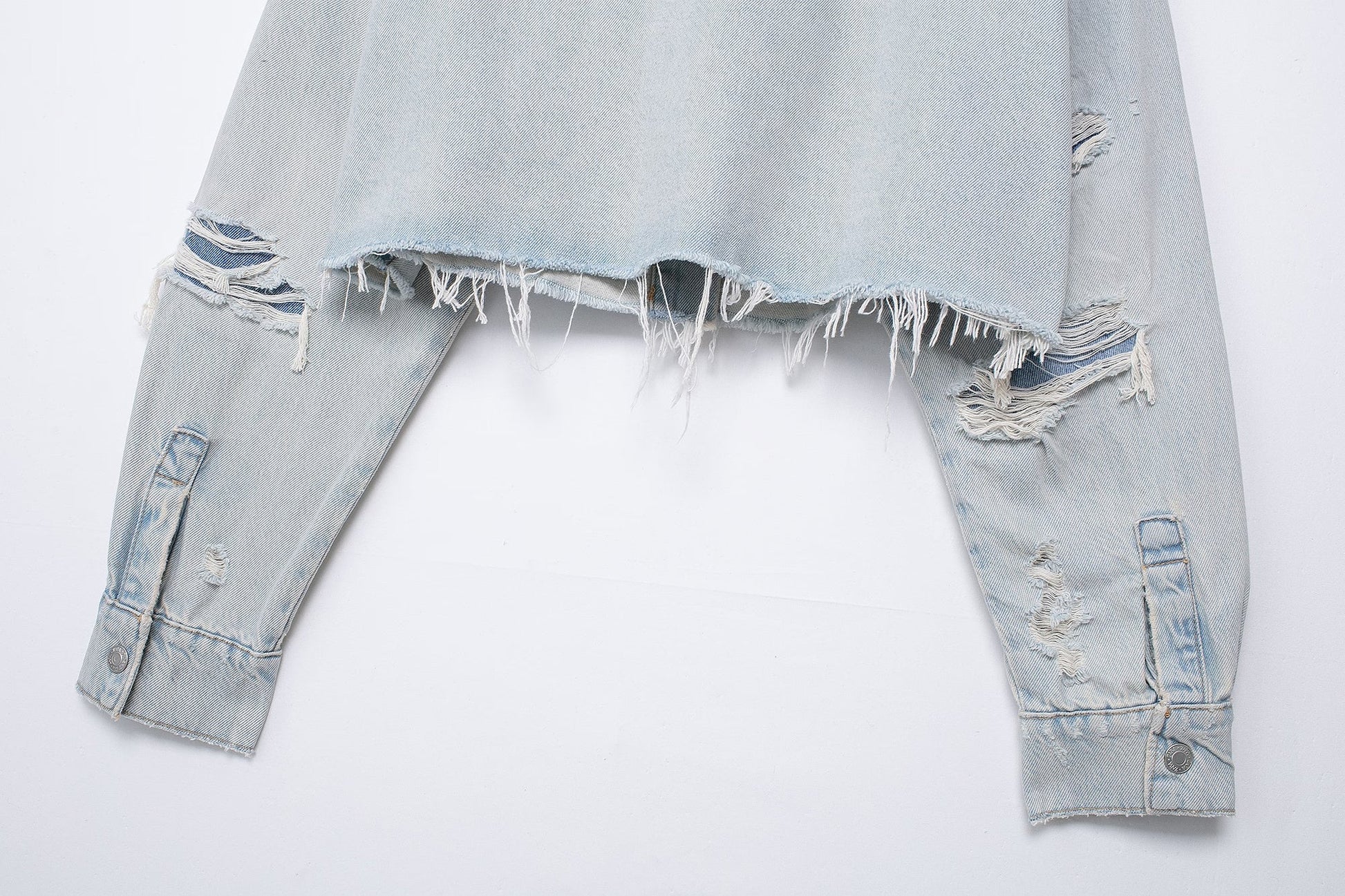  Denim Shacket Spring Women Clothing Casual Ripped Decoration