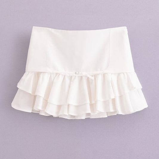 Skirt Summer Women Clothing Stylish Simple Laminated Mini Skirt