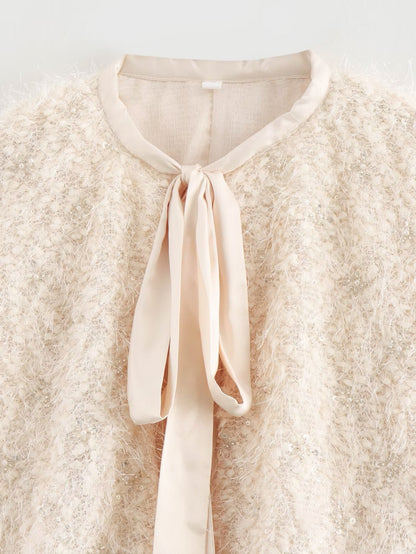 Fashion Summer Women Clothing Chic Chanel Beaded Burr Apricot Coat Top