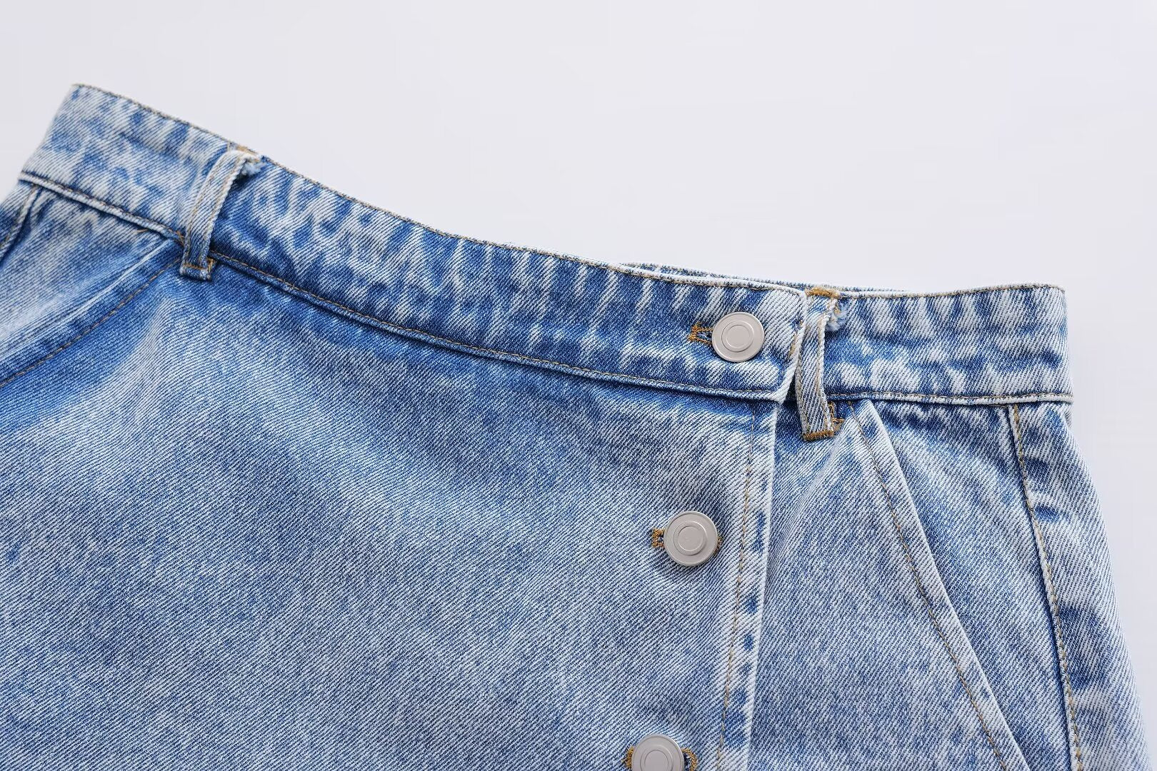 Denim Short Double Breasted Buckle All Match Denim Short For Women