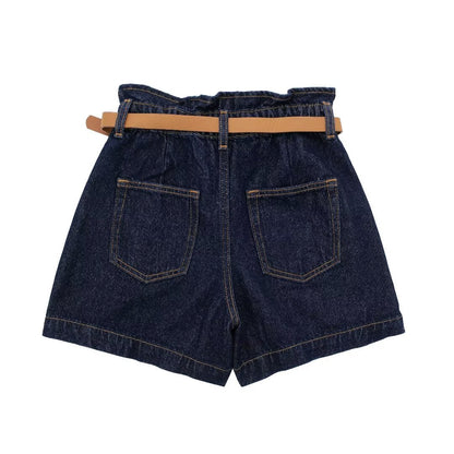 Women Clothing spring Summer casual Street With Belt Baggy Denim Short