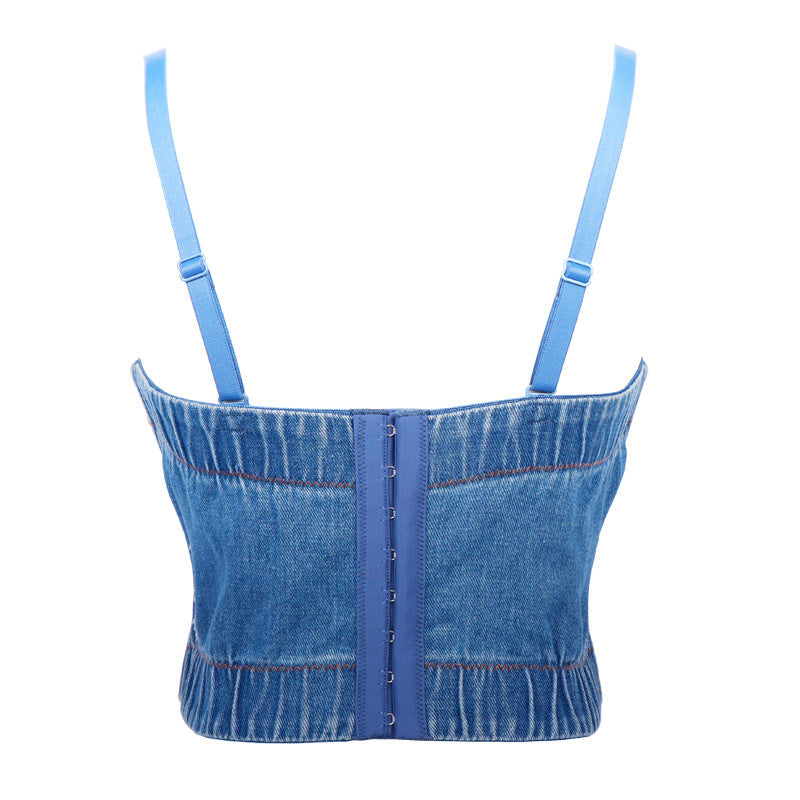 Body Summer Denim Beaded Tube Top Body Shaping Wear