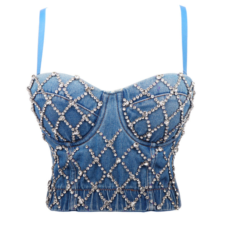 Body Summer Denim Beaded Tube Top Body Shaping Wear