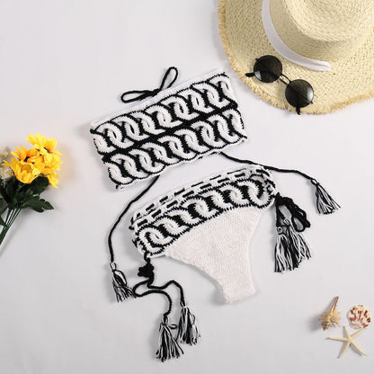 Women Swimsuit Summer Hand Crocheting Bikini Split Set Handmade Hollow