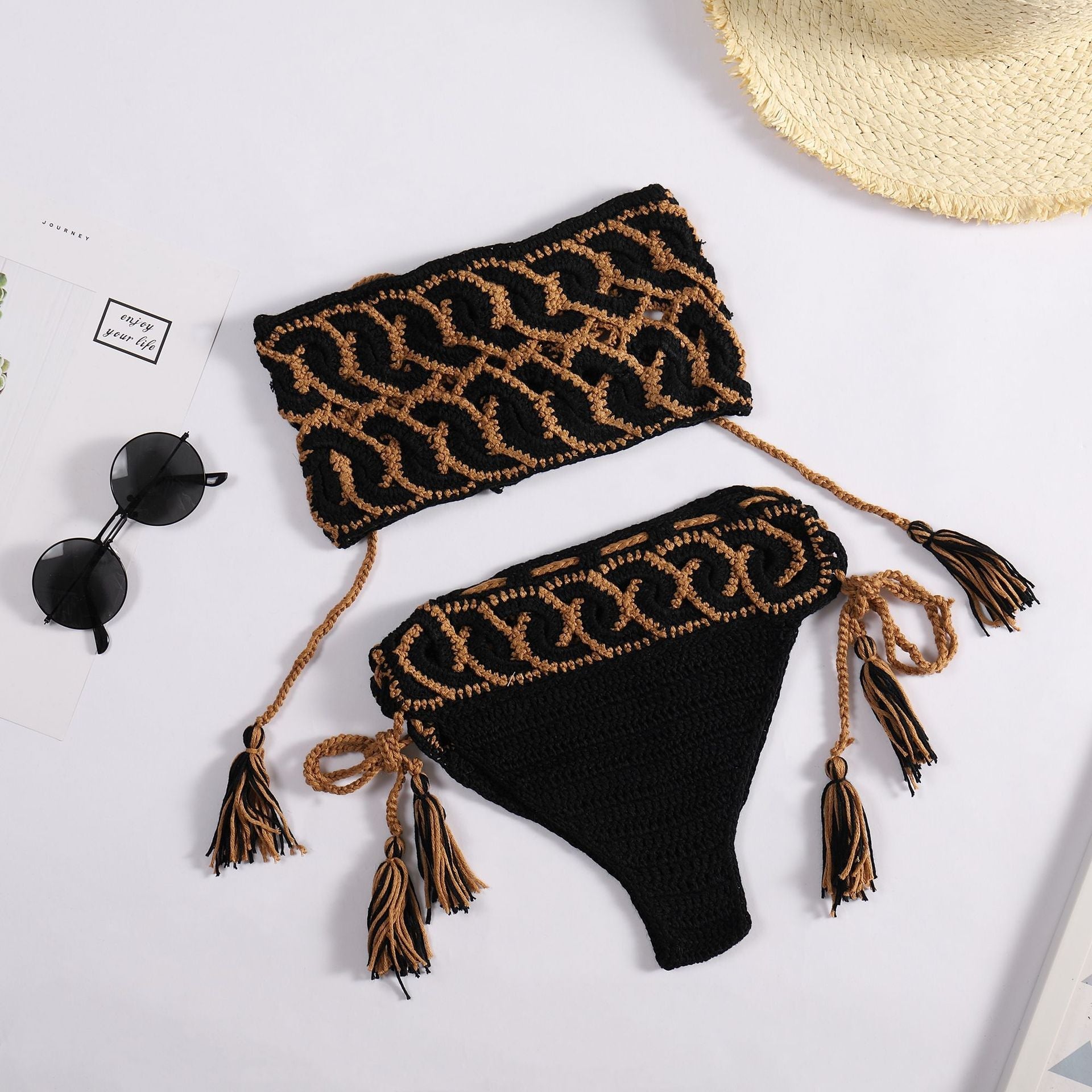 Women Swimsuit Summer Hand Crocheting Bikini Split Set Handmade Hollow