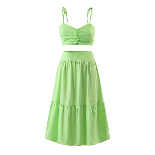  High Waist Skirt  New Women Clothing Camisole Swing Skirt Solid Color