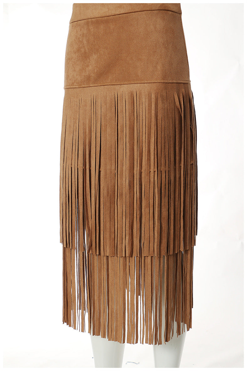 Skirt Winter Cowboy Wild Heavy Industry Tassel Mid Length Skirt 