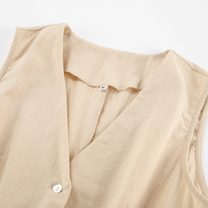 linen sleeveless vest 