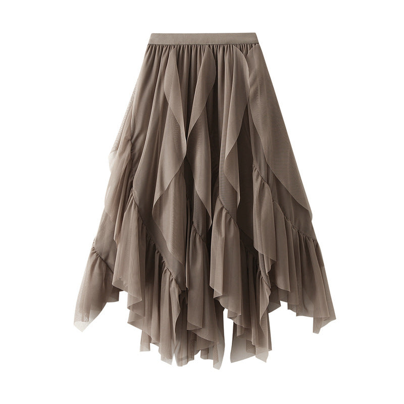 Maxi Skirt Ruffled Veil Skirt Women High Waist Petite Tulle Skirt