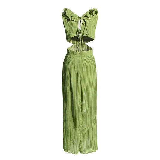 Women Dress French Cocktail Dress Summer V Neck Pleated Ruffled A Line