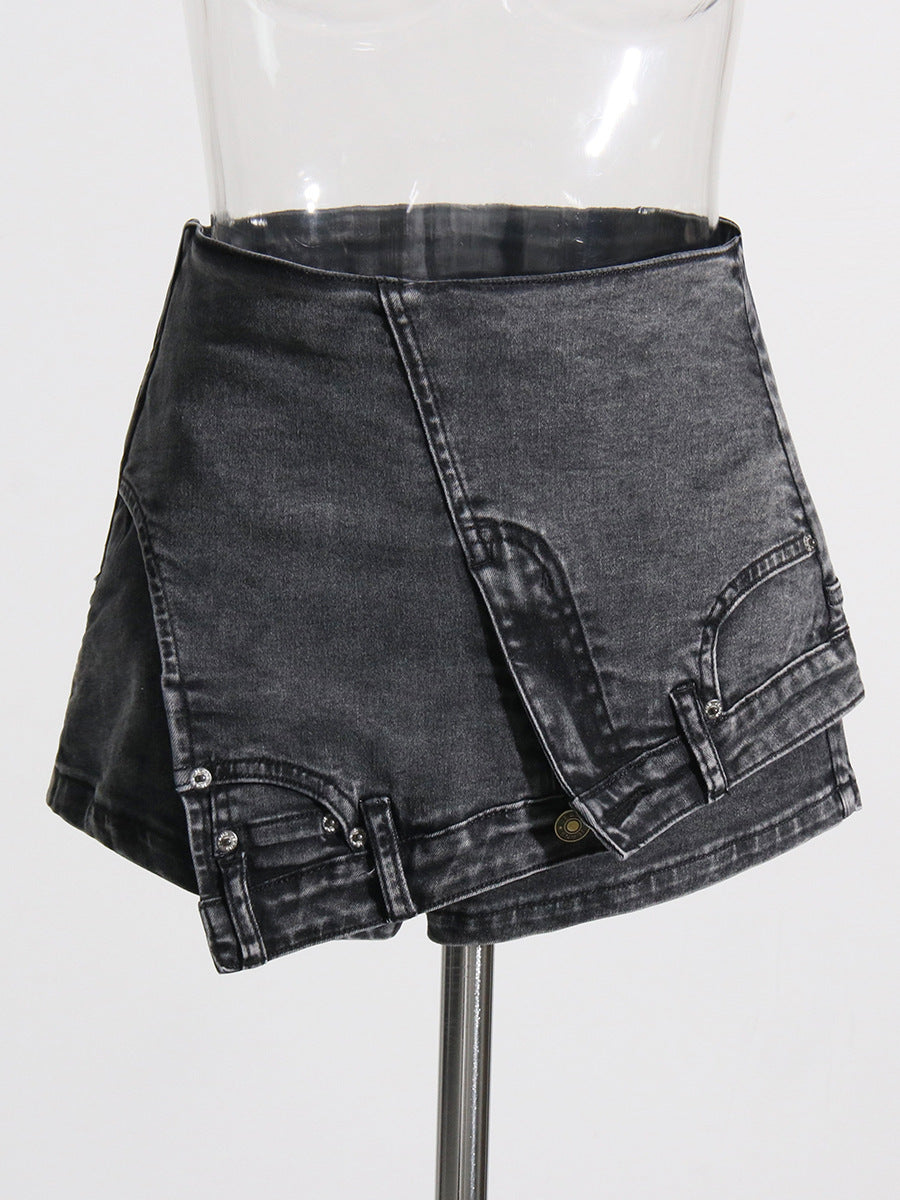  Denim Shorts Autumn High Waist Washed Worn Women Street Jeans 