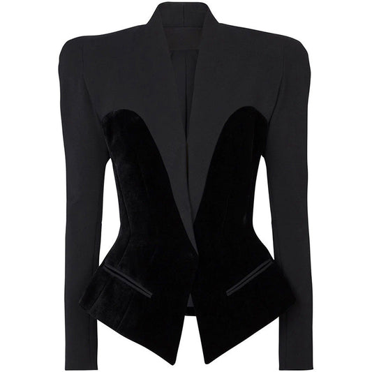 Autumn Winter Stars Slim Structure Profile Velvet Stitching Blazer