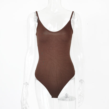  bodysuit Sexy Tight T Shaped Backless V neck Strap Bodysuit Bodysuit