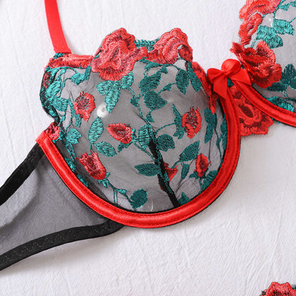 Embroidery underwear Sexy Piece Color transparent Contrast Floral wear