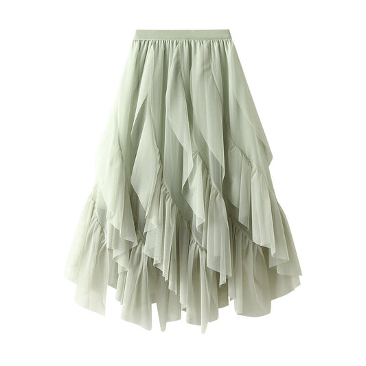 Maxi Skirt Ruffled Veil Skirt Women High Waist Petite Tulle Skirt