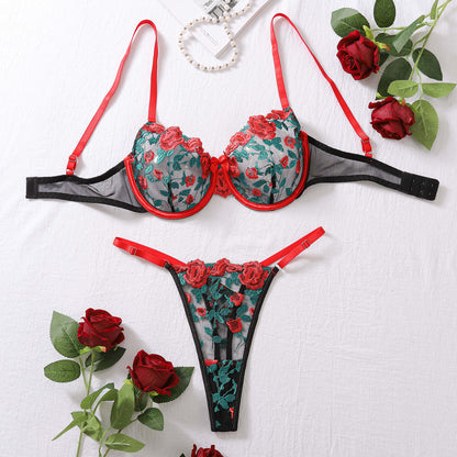 Embroidery underwear Sexy Piece Color transparent Contrast Floral wear