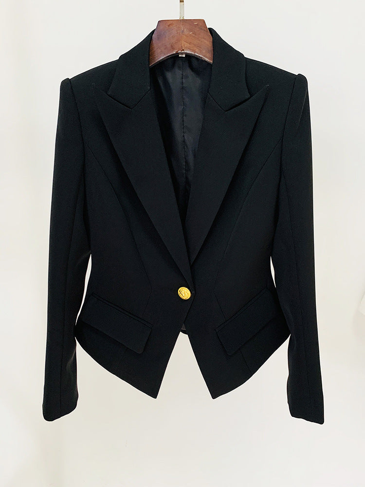  Blazer Jacket One Button Lion Buckle Slim Profile Blazer Jacket