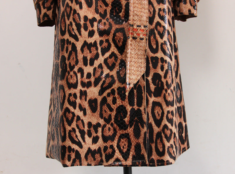 Coat Goods Springs Autumn Snakeskin Leopard Print Long Trench Goddess.