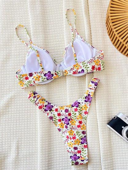 Printed Swimsuit Sexy Bikini Women's Seperated Swimwear Bikini        