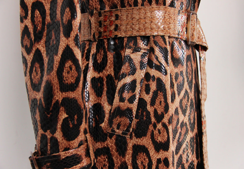 Coat Goods Springs Autumn Snakeskin Leopard Print Long Trench Goddess.