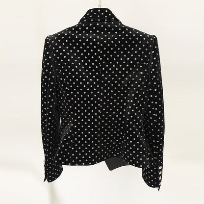  Velvet Blazer Goods Winter Star Lion Button Slim Dot Polka Dots